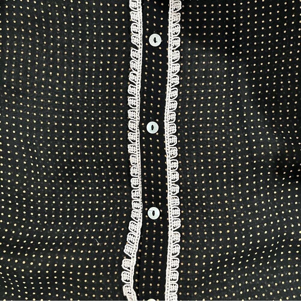 NEW Max Studio Silk Polka Dot Lace Trim Flutter Cap Sleeve Sheer Blouse S NWOT - Picture 13 of 16